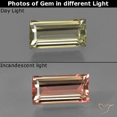 1.33ct Natural Brownish Yellow Color-Change Diaspore, Baguette, VVS