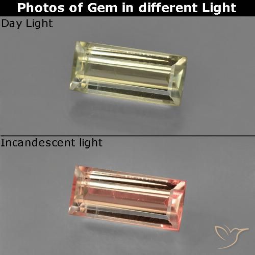1.18ct Natural Medium Yellow Color-Change Diaspore, Baguette, VS