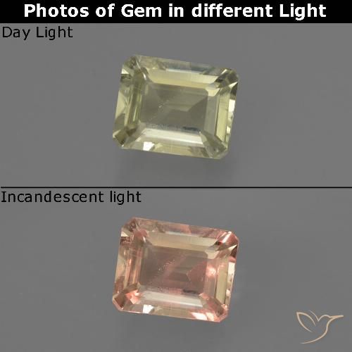 0.65ct Natural Pale Yellow Color-Change Diaspore, Emerald Cut, VS