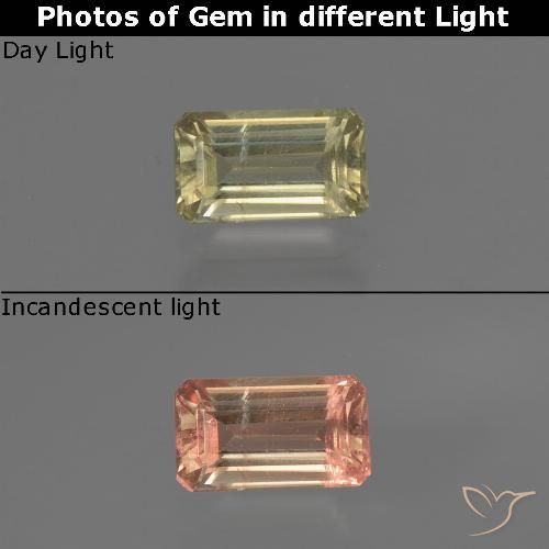 0.68ct Natural Warm Yellow Color-Change Diaspore, Emerald Cut, VS-SI