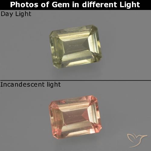0.67ct Natural Very Light Yellow Color-Change Diaspore, Emerald Cut, VVS-VS