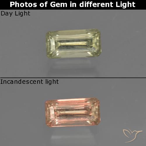 0.72ct Natural Yellow Green Color-Change Diaspore, Emerald Cut, VS