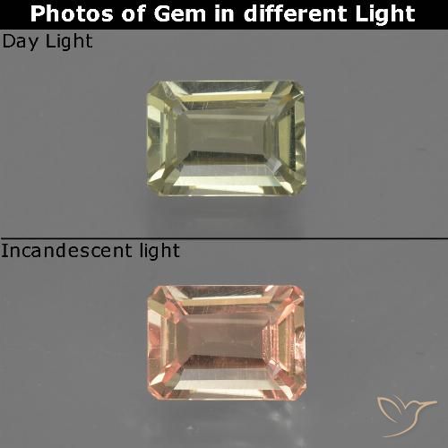 0.79 ct Yellow Color-Change Diaspore Gemstone, Color-Change Diaspore Gem in Octagon Facet Shape for Sale.