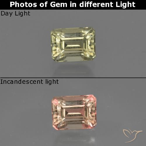 0.75ct Natural Light Yellow Color-Change Diaspore, Emerald Cut, VS-SI