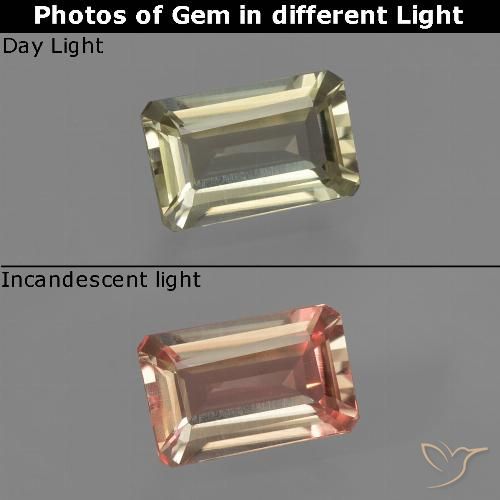 Amarillo amarronado Diásporo con Cambio de Color Gema - 0.8ct Forma octagonal (ID: 422825)