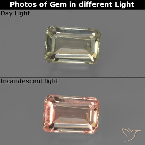 0.82ct Natural Medium Yellow Color-Change Diaspore, Emerald Cut, VVS-VS