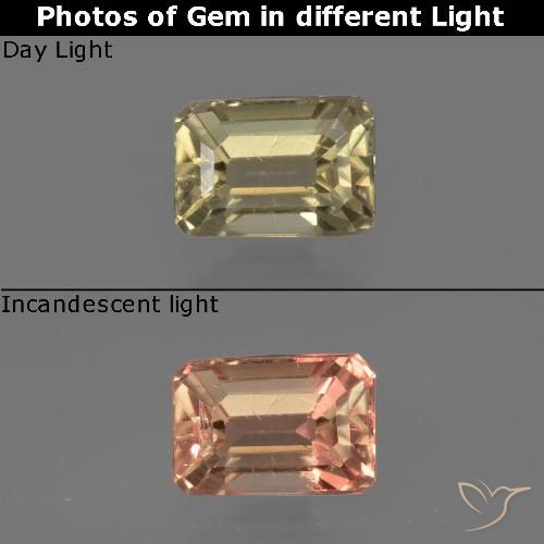 0.86ct Natural Medium Yellow Color-Change Diaspore, Emerald Cut, VS