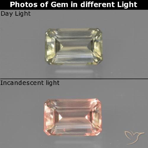 0.85ct Natural Light Yellow Color-Change Diaspore, Octagon / Emerald Cut, VS, Photo A