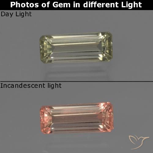 0.84ct Natural Pale Yellow Color-Change Diaspore, Emerald Cut, VS-SI