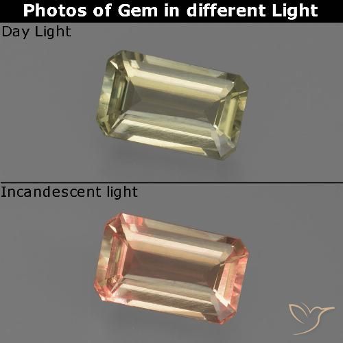 0.81ct Natural Light Yellow Color-Change Diaspore, Emerald Cut, VS