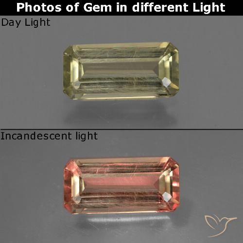 0.91ct Natural Medium Yellow Color-Change Diaspore, Emerald Cut, VS