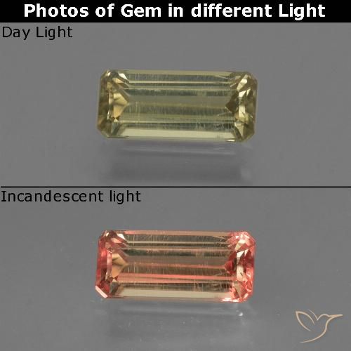 0.91ct Natural Medium Yellow Color-Change Diaspore, Emerald Cut, VS