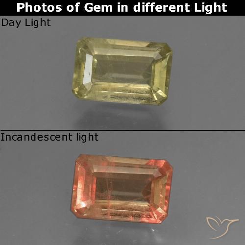 0.97ct Natural Pale Yellow Color-Change Diaspore, Emerald Cut, VS-SI
