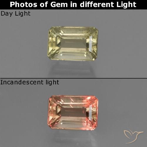 0.91ct Natural Light Yellow Color-Change Diaspore, Emerald Cut, VS