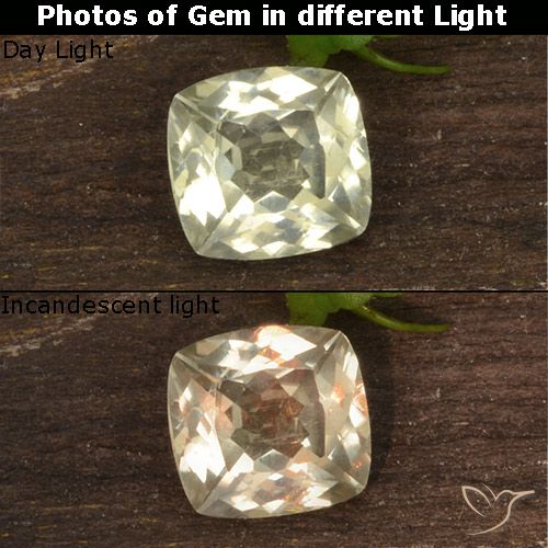 0.76ct Natural Very Light Yellow Color-Change Diaspore, Cushion, VS