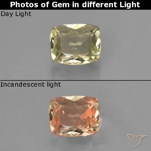 0.75ct Natural Very Light Yellow Color-Change Diaspore, Cushion, VS