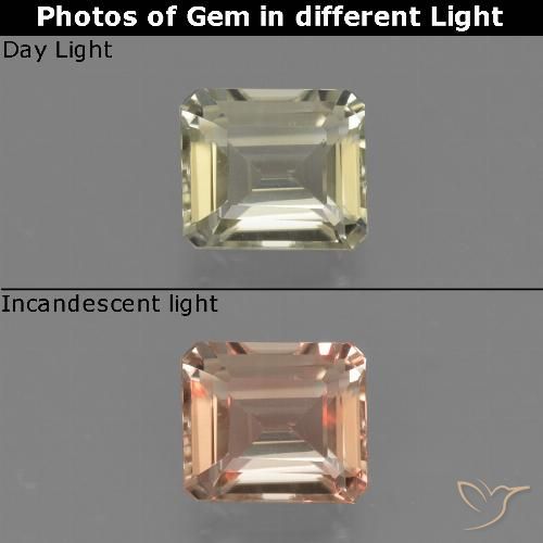 0.89ct Natural Very Light Yellow Color-Change Diaspore, Emerald Cut, VS