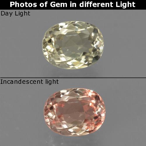 Yellow Beige Color-Change Diaspore Gem - 0.9ct Oval Facet (ID: 424652)
