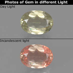 Amarillo claro Diásporo con Cambio de Color Gema - 0.9ct Forma ovalada (ID: 424655)