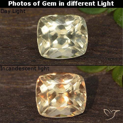 0.66ct Natural Pale Yellow Color-Change Diaspore, Cushion, VVS-VS