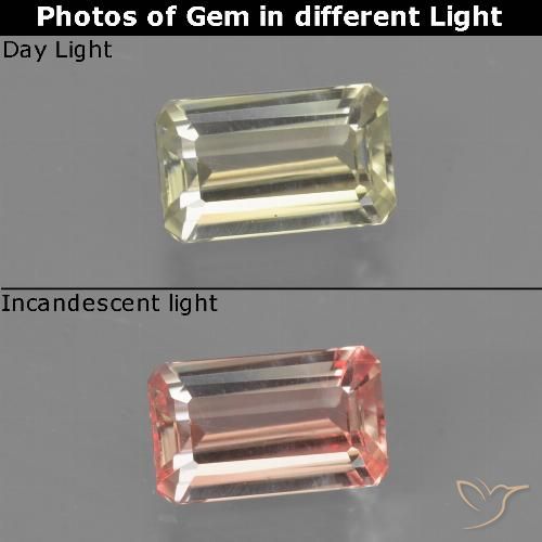 0.76ct Natural Light Yellow Color-Change Diaspore, Emerald Cut, VS