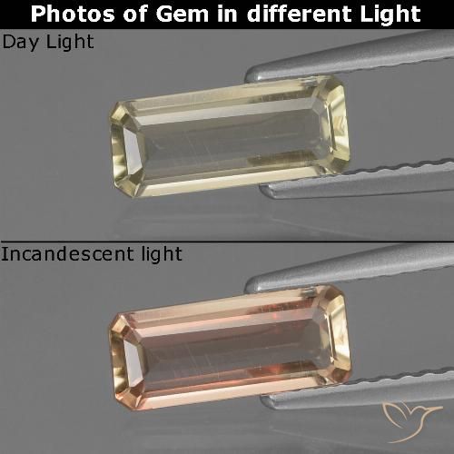 0.84ct Natural Pale Yellow Color-Change Diaspore, Emerald Cut, VVS-VS