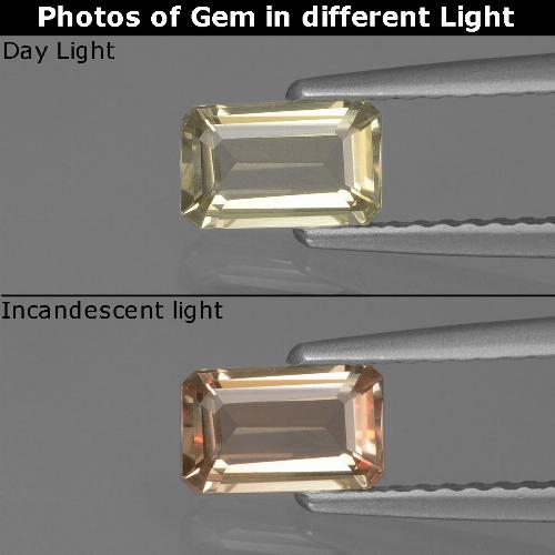 Very Light Yellow Color-Change Diaspore Gem - 0.6ct Octagon Facet (ID: 424839)