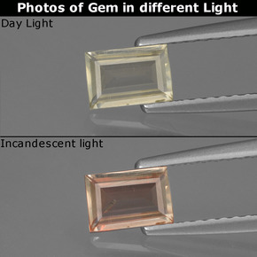 0.4ct Baguette Facet Green to Pink Color-Change Diaspore Gem for sale 0.4ct Baguette Facet Green to Pink Color-Change Diaspore Gem (ID: 424840)