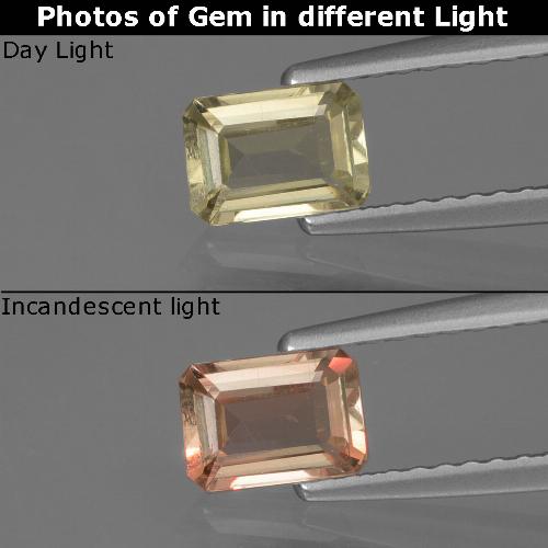 Светло-желтый Диаспор, Меняющий Цвет Камень - 0.6ct Фасетный Октагон (ID: 424842)