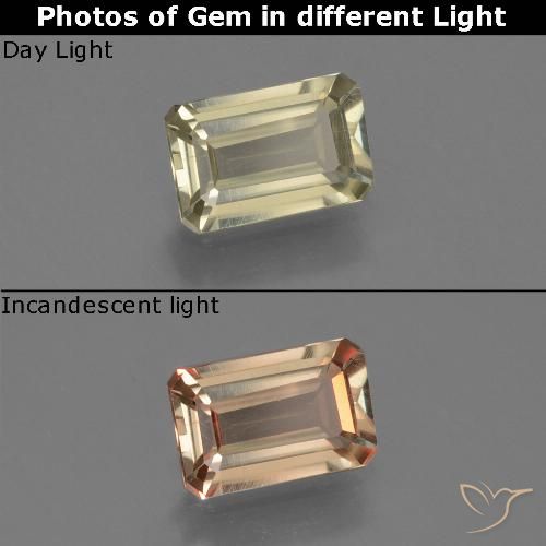 0.67ct Natural Brownish Yellow Color-Change Diaspore, Emerald Cut, VS