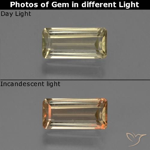 0.75ct Natural Pale Yellow Color-Change Diaspore, Emerald Cut, VS