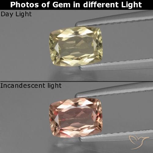 1.09ct Natural Very Light Yellow Color-Change Diaspore, Cushion, VS-SI