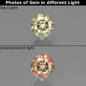 0.66 ct Multicolor Color-Change Diaspore Gemstone, Color-Change Diaspore Gem in Round Facet Shape for Sale.