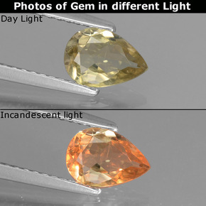 0.71 ct Multicolor Color-Change Diaspore Gemstone, Color-Change Diaspore Gem in Pear Facet Shape for Sale.