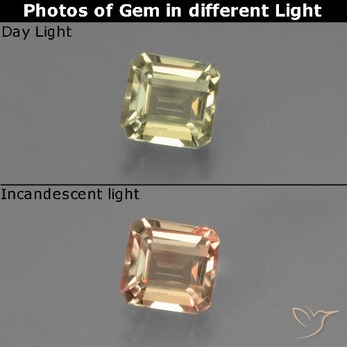 0.74ct Natural Light Yellow Color-Change Diaspore, Emerald Cut, VS