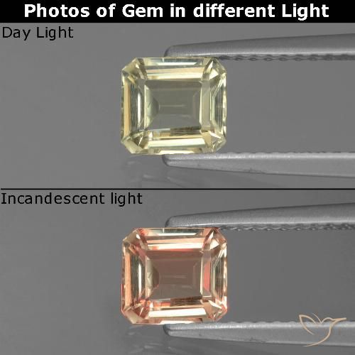 0.92ct Natural Very Light Yellow Color-Change Diaspore, Emerald Cut, VS