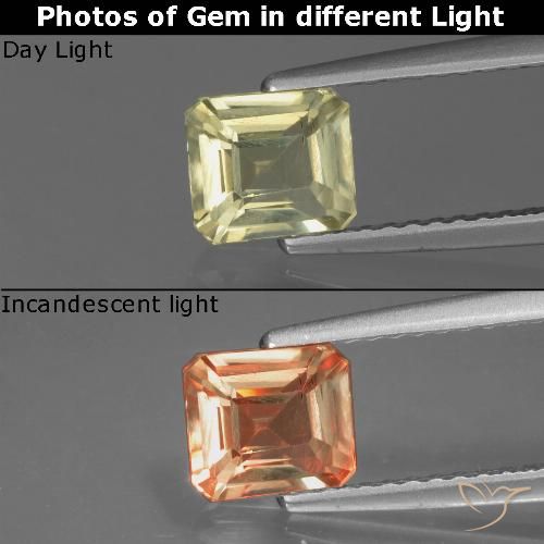 0.99ct Natural Very Light Yellow Color-Change Diaspore, Emerald Cut, VS