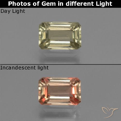 1.03 ct Yellow Color-Change Diaspore Gemstone, Color-Change Diaspore Gem in Octagon Facet Shape for Sale.