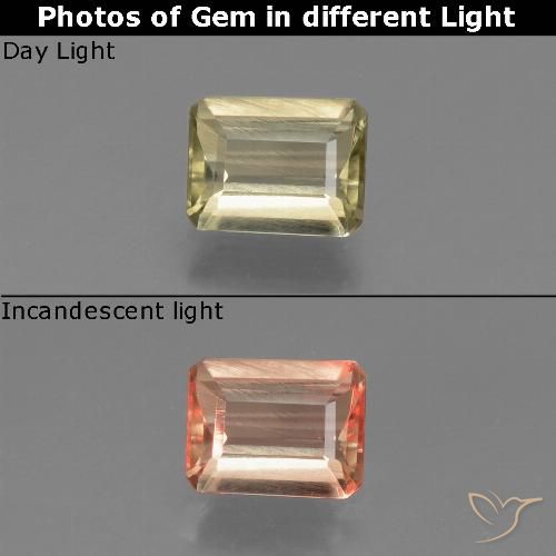 0.88ct Natural Very Light Yellow Color-Change Diaspore, Emerald Cut, VVS-VS