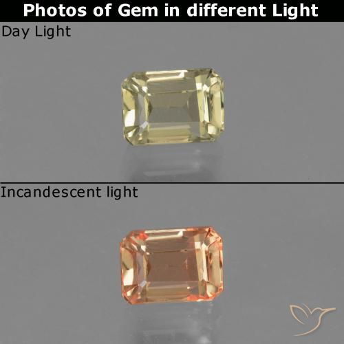 0.96ct Natural Pale Yellow Color-Change Diaspore, Emerald Cut, VVS-VS