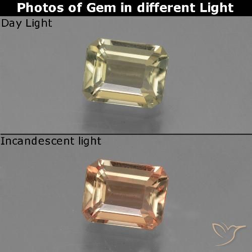 0.95ct Natural Pale Yellow Color-Change Diaspore, Emerald Cut, VVS-VS
