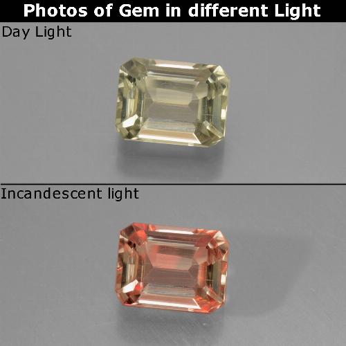 Jaune doré très clair Diaspore Couleur Changeant gemme - 1ct Octagon facette (ID: 439795)
