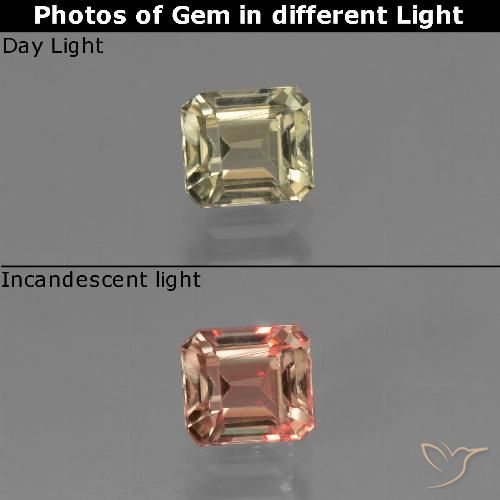 0.80ct Natural Very Light Golden-Yellow Color-Change Diaspore, Emerald Cut, VS