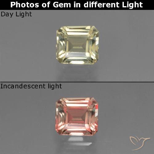 5,6 x 5,2mm octagonschliff gelber Farbwechselnder Diaspor aus der Türkei, Gewicht 0,85 ct, 1 Stück Farbwechselnder Diaspor - Farbe: Helles Goldgelb, natürlicher Edelstein in VVS-VS Reinheit, Mohs-Härte von 6,5 - 7 Geeignet für den täglichen Gebrauch im Schmuck, Photo A