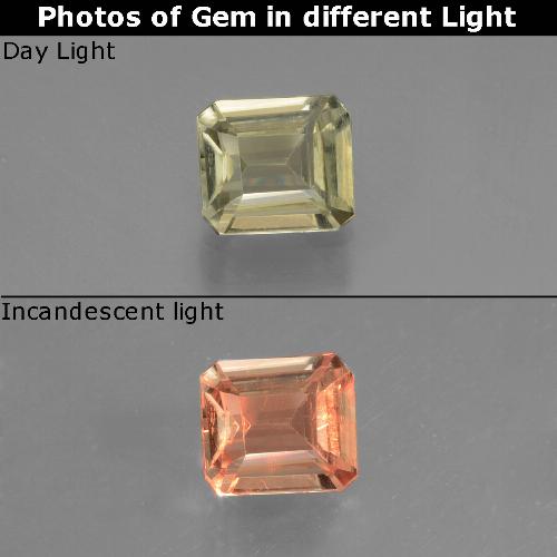 Yellow Beige Диаспор, Меняющий Цвет Камень - 0.7ct Фасетный Октагон (ID: 439802)