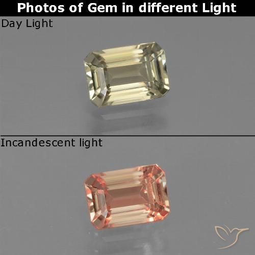 0.88ct Natural Earthy Yellow Color-Change Diaspore, Emerald Cut, VVS-VS