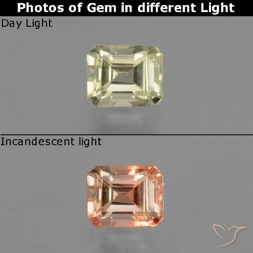 0.74ct Natural Very Light Yellow Color-Change Diaspore, Emerald Cut, VS