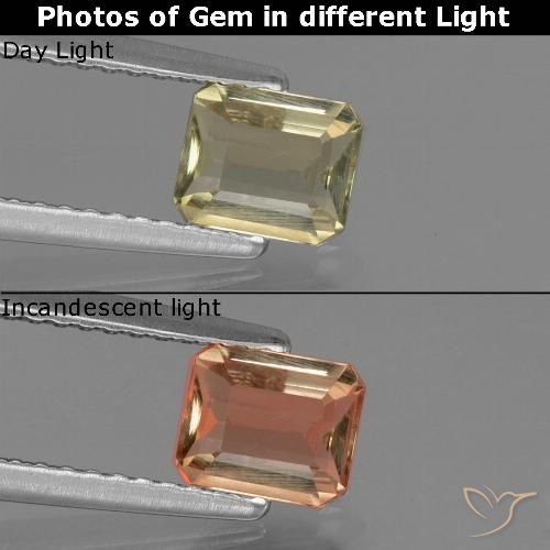 0.74ct Natural Warm Yellow Color-Change Diaspore, Emerald Cut, VS