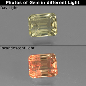 1.06 ct Yellow Color-Change Diaspore Gemstone, Color-Change Diaspore Gem in Octagon Facet Shape for Sale.