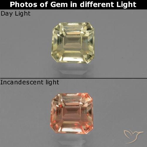 0.86ct Natural Very Light Yellow Color-Change Diaspore, Emerald Cut, VVS-VS